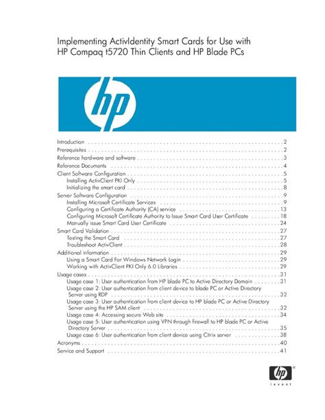 smart card authentication hp dc7700|Implementing ActivIdentity Smart Cards for Use with HP .